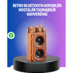 Mey İthalat® Vintage Tasarımlı Bluetooth Hoparlör Uzun Pil Ömürlü ve FM Destekli