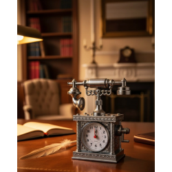 Mey İthalat® Vintage Telefon Tasarımlı Masa Saati ve Çalar Saat Dekoratif Model