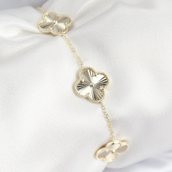 Mey İthalat® VIP Pirinç Yonca Model Gold Renk Kadın Bileklik