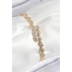 Mey İthalat® VIP Pirinç Zirkon Taşlı Sıralı Damla Model Gold Renk Kadın Bileklik