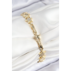 Mey İthalat® VIP Pirinç Zirkon Taşlı Yıldız Model Gold Renk Kadın Bileklik