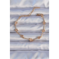 Mey İthalat® Vip Seri Pirinç Altın Renk Zirkon Taşlı Yıldız Model Bileklik