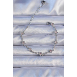 Mey İthalat® Vip Seri Pirinç Gümüş Renk Zirkon Taşlı Halley Yıldız Model Bileklik