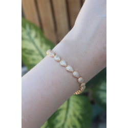 Mey İthalat® Vip Seri Pirinç Zirkon Taşlı Gold Renk Damla Model Bileklik