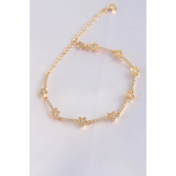 Mey İthalat® Vip Seri Pirinç Zirkon Taşlı Gold Renk Halley Model Bileklik