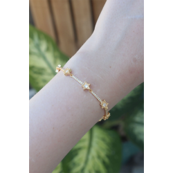 Mey İthalat® Vip Seri Pirinç Zirkon Taşlı Gold Renk Halley Model Bileklik