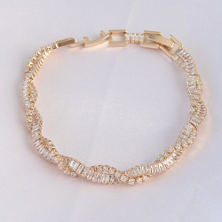 Mey İthalat® Vip Seri Pirinç Zirkon Taşlı Gold Renk Sarmal Model Bileklik