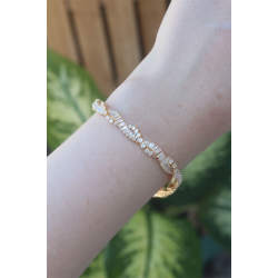 Mey İthalat® Vip Seri Pirinç Zirkon Taşlı Gold Renk Sarmal Model Bileklik