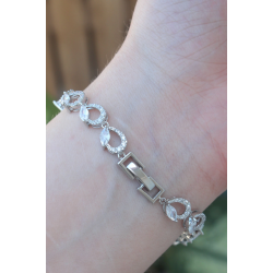 Mey İthalat® Vip Seri Pirinç Zirkon Taşlı Gümüş Renk Arpa Model Bileklik