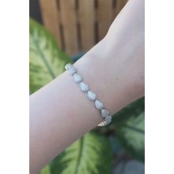 Mey İthalat® Vip Seri Pirinç Zirkon Taşlı Gümüş Renk Damla Model Bileklik