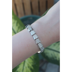 Mey İthalat® Vip Seri Pirinç Zirkon Taşlı Gümüş Renk Geometrik Bileklik