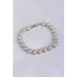 Mey İthalat® Vip Seri Pirinç Zirkon Taşlı Gümüş Renk Kalp Model Bileklik