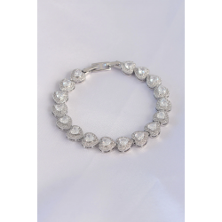 Mey İthalat® Vip Seri Pirinç Zirkon Taşlı Gümüş Renk Kalp Model Bileklik