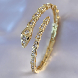 Mey İthalat® VIP Seri Yılan Model Gold Renk Kadın Kelepçe Bileklik