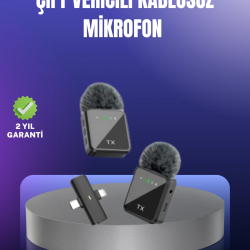 Mey İthalat® Vlog Podcast ve Röportajlar İçin Kablosuz Çift Yaka Mikrofon