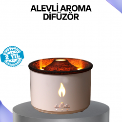 Mey İthalat® Volkan Efektli Aroma Difüzörü – Sessiz Çalışma, Otomatik Kapanma ve LED Işık