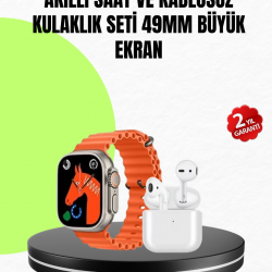 Mey İthalat® Watch 9 Max Akıllı Saat Seti 2 Kordonlu Kablosuz Kulaklık Hediyeli