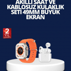 Mey İthalat® Watch 9 Max Akıllı Saat ve Kablosuz Kulaklık Seti 2 Kordonlu Sesli Görüşme Özellikli