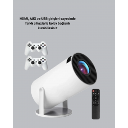 Mey İthalat® Wi-Fi 6 ve Bluetooth 5.0 Destekli 4K Akıllı Projeksiyon Cihazı