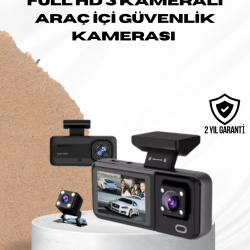 Mey İthalat® Wi-Fi Bağlantılı Full HD Araç Kamera Seti 3 Kameralı Park Koruma ve Döngü Kayıt