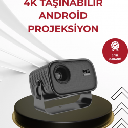 Mey İthalat® WiFi 6 ve Bluetooth 5 Bağlantılı Taşınabilir Projeksiyon Makinesi