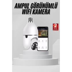 Mey İthalat® Wifi Güvenlik Kamerası 360 Derece Dönebilen Harekete Duyarlı Gece Görüşlü Ampul