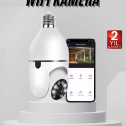 Mey İthalat® Wifi Güvenlik Kamerası 360 Derece Dönebilen Harekete Duyarlı Gece Görüşlü Ampul
