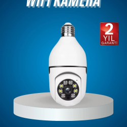 Mey İthalat® Wifi Güvenlik Kamerası Çift kameralı Ampule Takılabilir Sensörlü