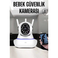 Mey İthalat® Wifi Kamera Ev Kamerası Gece Görüşlü Kablosuz Bebek Izleme Kamerası