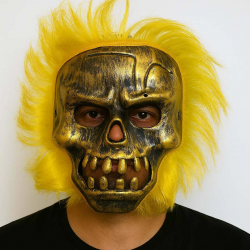 Mey İthalat® Wild Skull - Bakır Kafatası Sarı Saçlı İskelet Maske