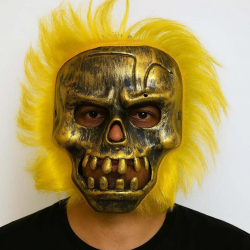 Mey İthalat® Wild Skull - Bakır Kafatası Sarı Saçlı İskelet Maske
