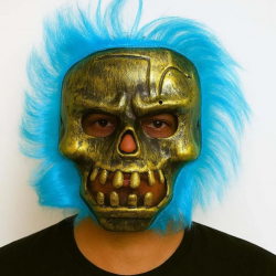 Mey İthalat® Wild Skull - Bakır Kafatası Turkuaz Saçlı İskelet Maske