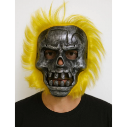 Mey İthalat® Wild Skull - Metal Kafatası Sarı Saçlı İskelet Maske