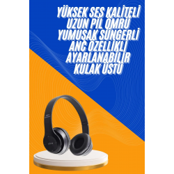 Mey İthalat® Wireless 5.0 Bluetooth Kablosuz Kulaklık ANC Özellikli Kulak Üstü Ayarlanabilir