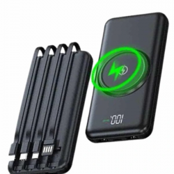 Mey İthalat® Wireless Powerbank 10000 Mah LED Ekranlı Dahili Kablolu Hızlı Şarj