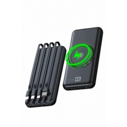 Mey İthalat® Wireless Powerbank 10000 Mah LED Ekranlı Dahili Kablolu Hızlı Şarj
