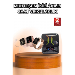 Mey İthalat® Wireless Şarjlı Akıllı Saat ve Dijital Göstergeli Kablosuz Bluetooth Kulaklık Nabız Ölçer
