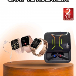 Mey İthalat® Wireless Şarjlı Akıllı Saat ve Dijital Göstergeli Kablosuz Bluetooth Kulaklık Nabız Ölçer