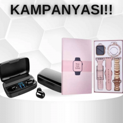 Mey İthalat® Wireless Şarjlı Pembe Akıllı Saat ve Kablosuz Bluetooth Kulaklık Dokunmatik Kontrol