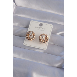 Mey İthalat® XUPİNG Rose Renk Oval Zirkon Taşlı Burgu Model Küpe