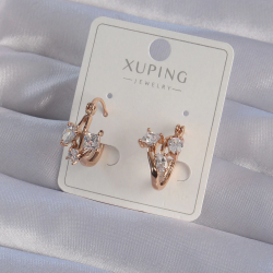 Mey İthalat® XUPİNG Rose Renk Zirkon Taşlı Halka Küpe