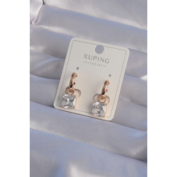 Mey İthalat® XUPİNG Rose Renk Zirkon Taşlı Halka Küpe