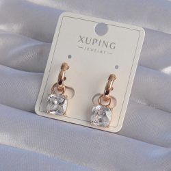 Mey İthalat® XUPİNG Rose Renk Zirkon Taşlı Halka Küpe