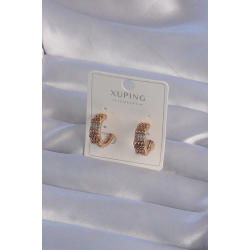 Mey İthalat® XUPİNG Rose Renk Zirkon Taşlı İşlemeli Halka Küpe