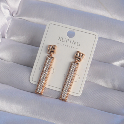 Mey İthalat® XUPİNG Rose Renk Zirkon Taşlı Su Yolu Küpe