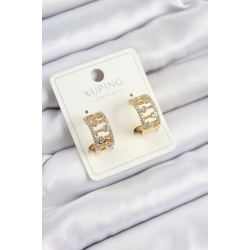 Mey İthalat® Xuping Zirkon Taşlı Çit Halka Model Gold Renk Kadın Küpe
