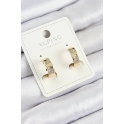 Mey İthalat® Xuping Zirkon Taşlı Desenli Halka Model Gold Renk Kadın Küpe