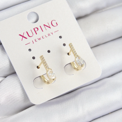 Mey İthalat® Xuping Zirkon Taşlı I Model Gold Renk Kadın Küpe