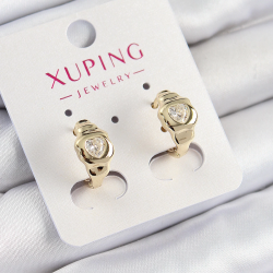 Mey İthalat® Xuping Zirkon Taşlı Kalp Model Gold Renk Kadın Küpe