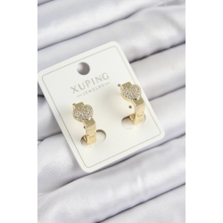 Mey İthalat® Xuping Zirkon Taşlı Kalp Model Gold Renk Kadın Küpe